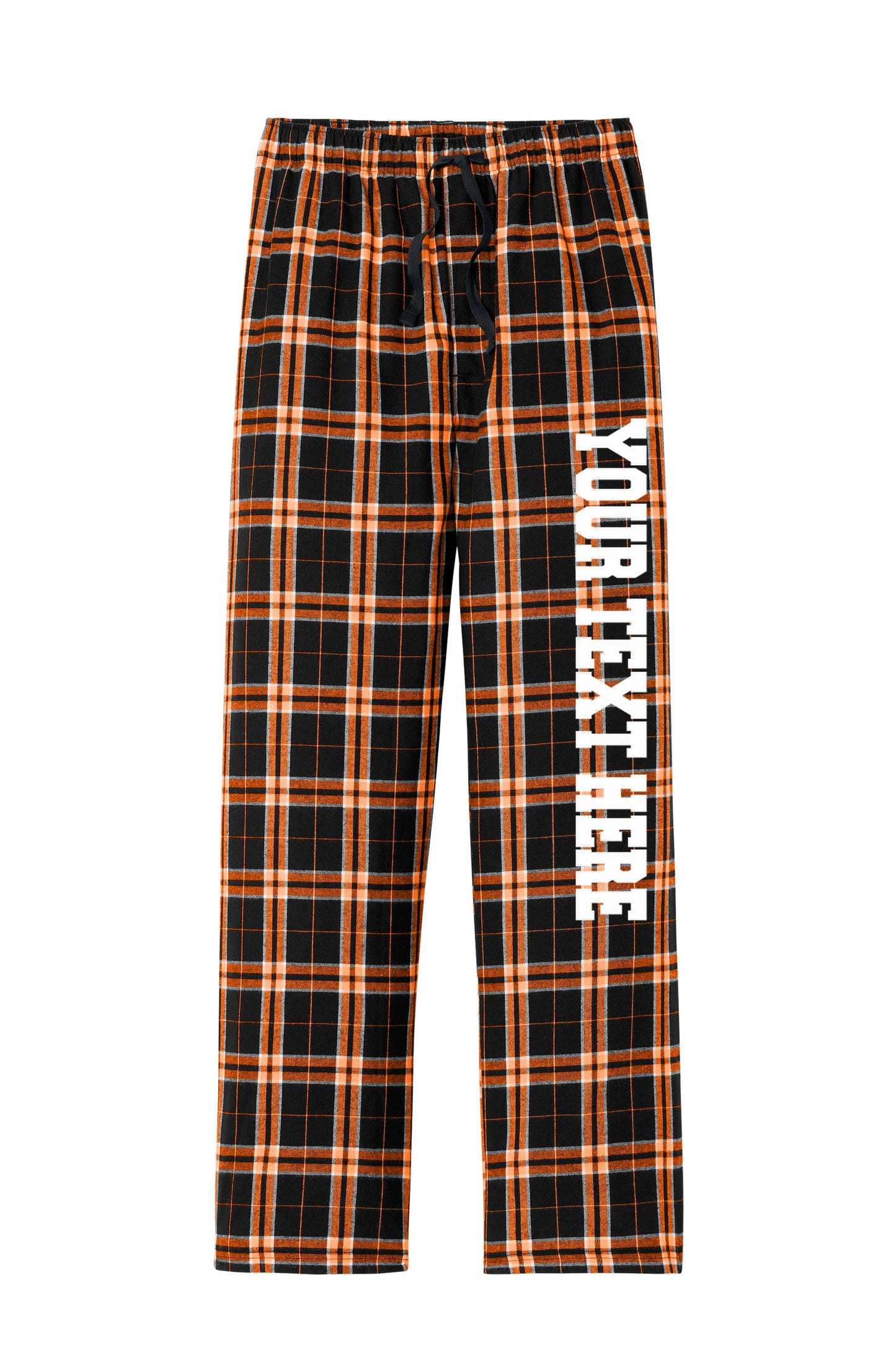 District Unisex Black and Orange Flannel Pants w/ Custom Text/Logo