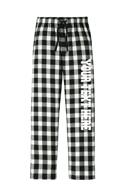District Unisex Black and White Buffalo Flannel Pants w/ Custom Text/Logo