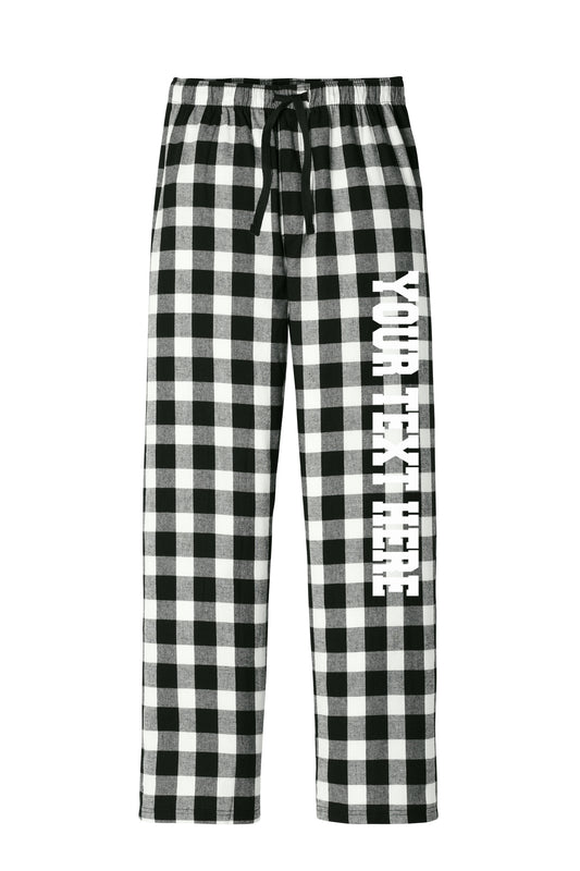 District Unisex Black and White Buffalo Flannel Pants with Pockets w/ Custom Text/Logo