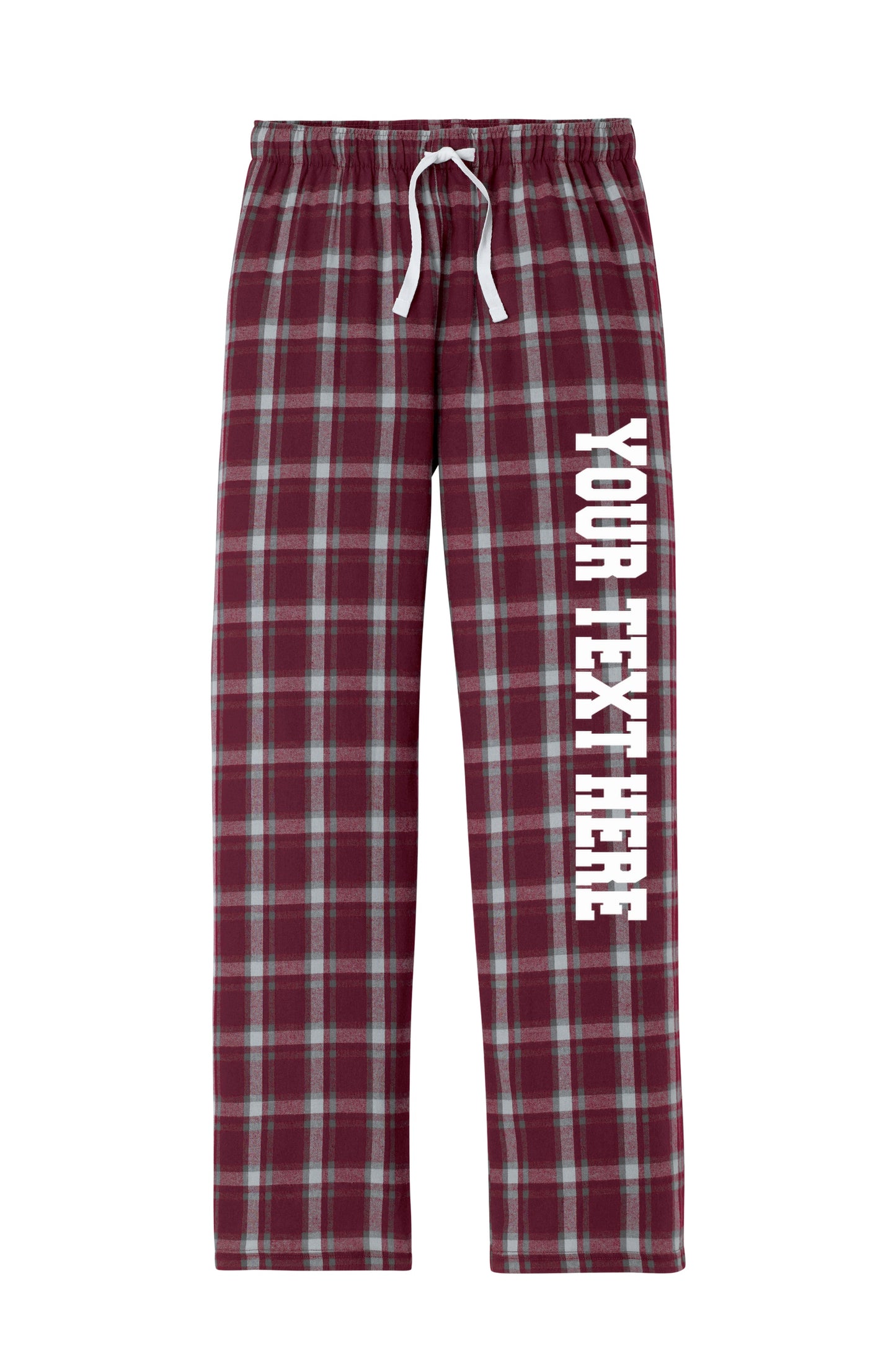 District Unisex Burgundy and Grey Flannel Pants w/ Custom Text/Logo