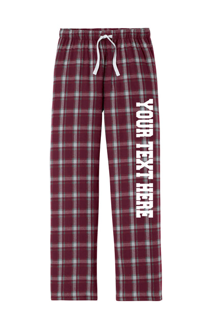 District Unisex Burgundy and Grey Flannel Pants w/ Custom Text/Logo