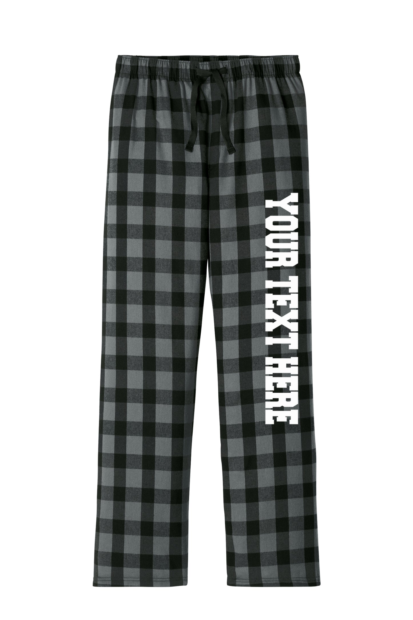 District Unisex Black and Grey Buffalo Flannel Pants w/ Custom Text/Logo