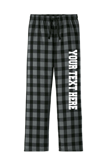 District Unisex Black and Grey Buffalo Flannel Pants w/ Custom Text/Logo