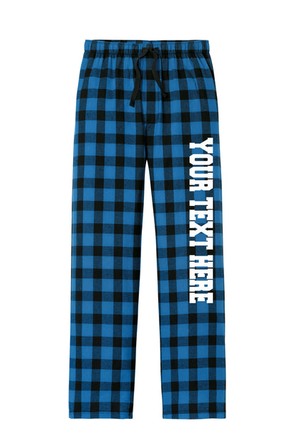 District Unisex Black and Royal Blue Flannel Pants w/ Custom Text/Logo