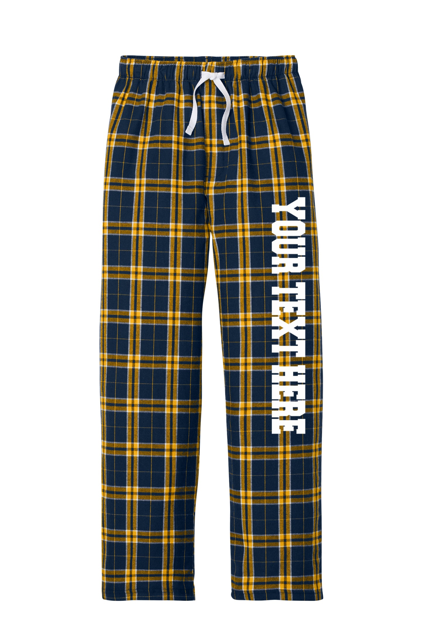 District Unisex Navy and Gold Flannel Pants w/ Custom Text/Logo