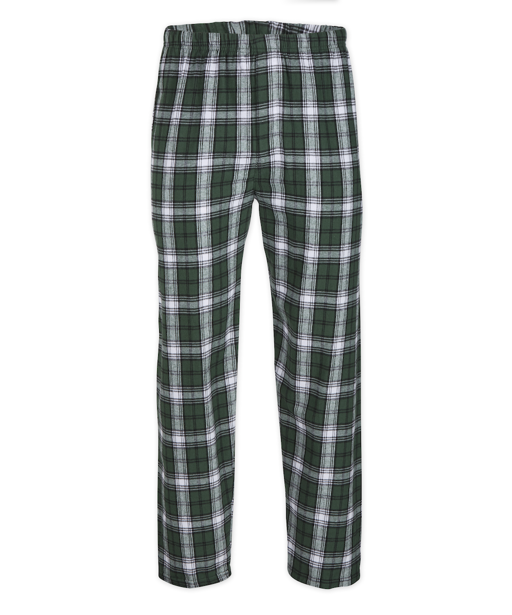 Boxercraft Unisex and Youth Flannel Pants Green and White Flannel Pants with Custom Text