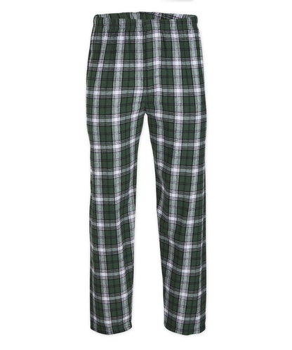 Boxercraft Unisex and Youth Flannel Pants Green and White Flannel Pants with Custom Text