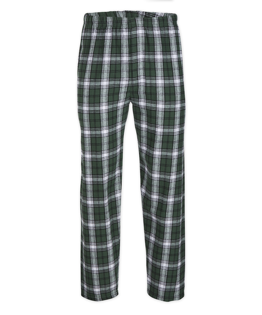 Boxercraft Unisex and Youth Flannel Pants Green and White Flannel Pants with Custom Text