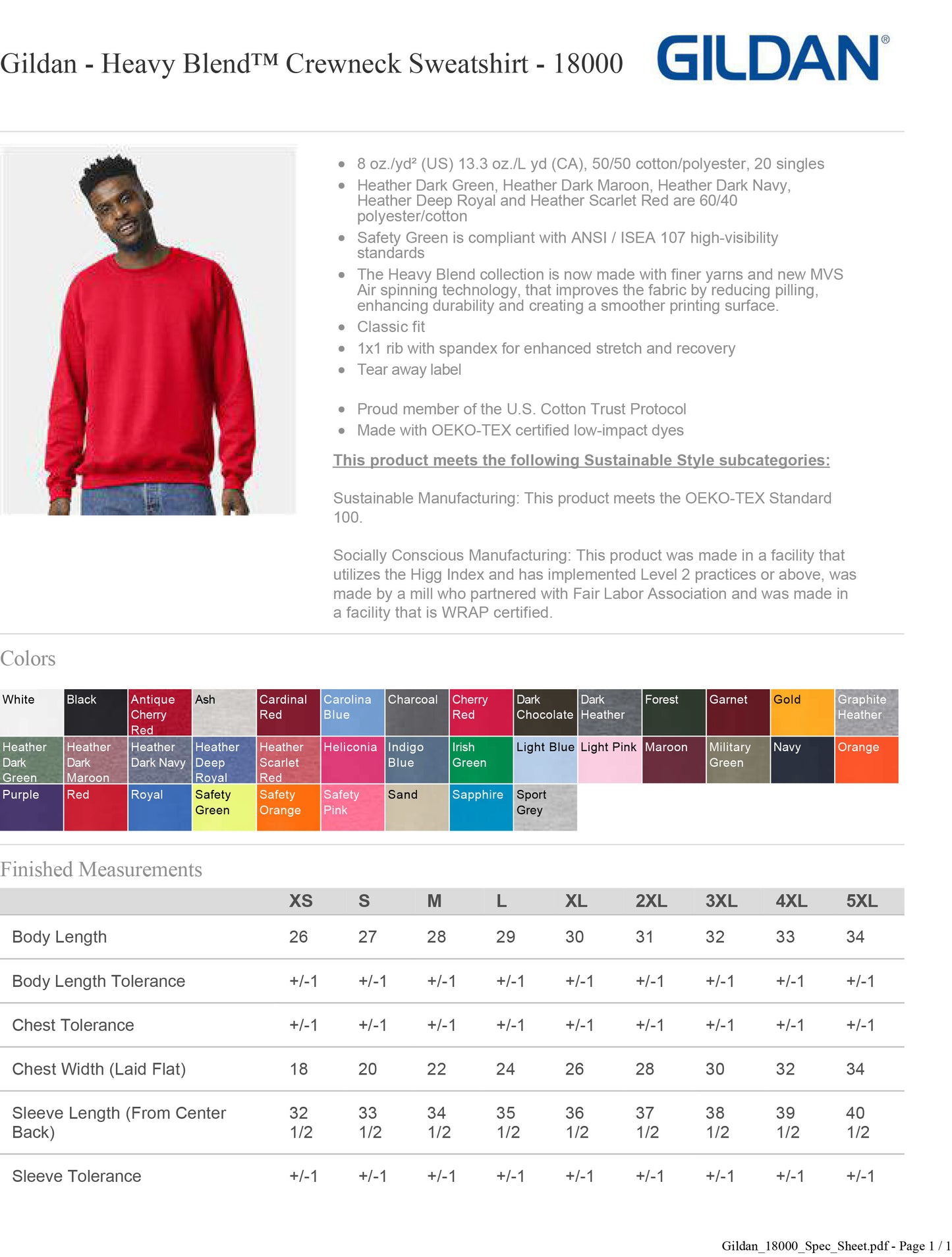 Gildan 18000 Safety Green Sweatshirt Meets ANSI / ISEA 107 Standards