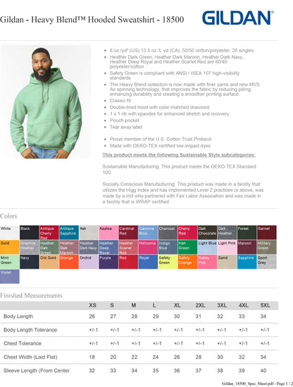 Gildan 18500 Safety Green Hooded Sweatshirt Meets ANSI / ISEA 107 Standards