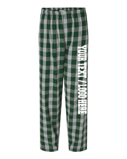 Boxercraft Unisex Flannel Pants Green and Oxford Flannel Pants with Custom Text