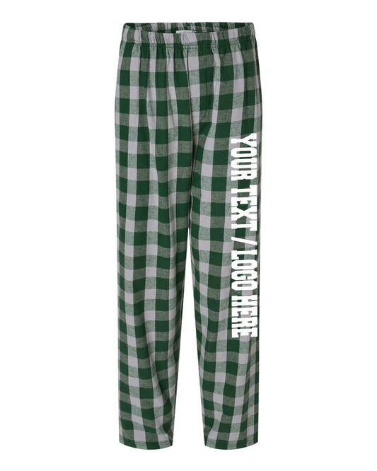Boxercraft Unisex Flannel Pants Green and Oxford Flannel Pants with Custom Text
