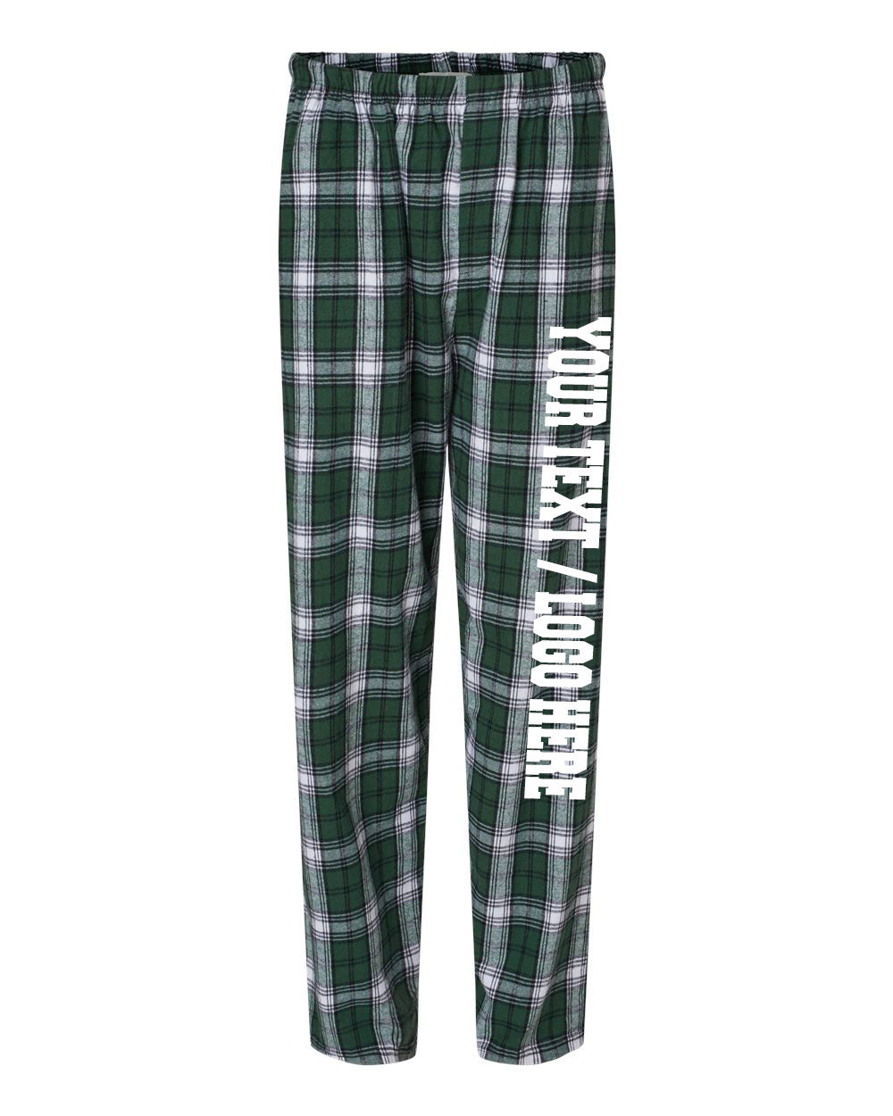 Boxercraft Unisex and Youth Flannel Pants Green and White Flannel Pants with Custom Text