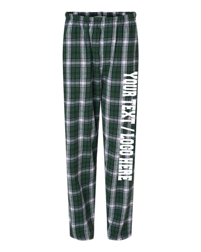Boxercraft Unisex and Youth Flannel Pants Green and White Flannel Pants with Custom Text
