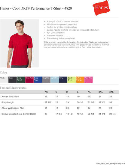 Hanes - Cool DRI® Performance T-Shirt 40+ UPF - 4820