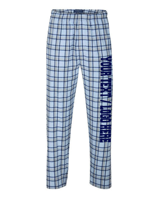 Boxercraft Unisex Flannel Pants Heritage Columbia Blue Flannel Pants with Custom Text