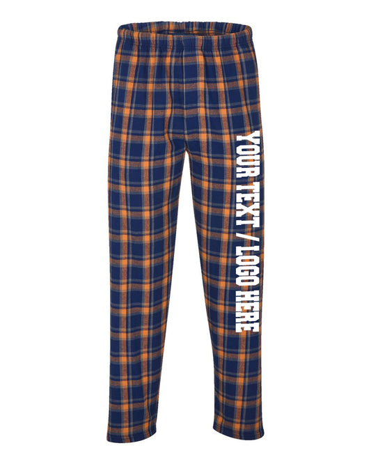 Boxercraft Unisex Flannel Pants Heritage Navy and OrangeFlannel Pants with Custom Text