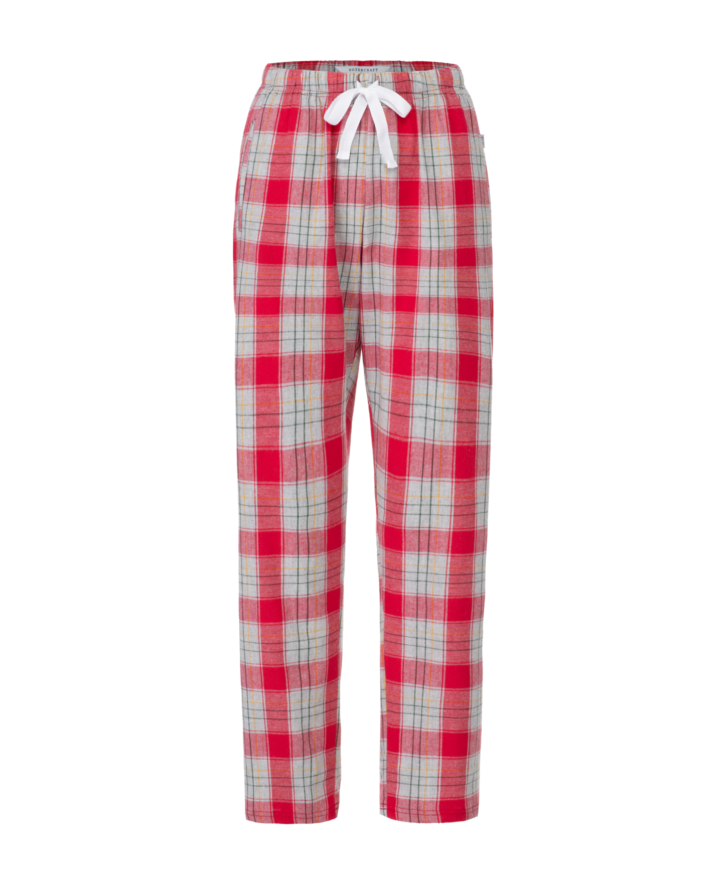 Boxercraft Ladies Haley Flannel Pants Red and Grey Color Pants with Custom Text