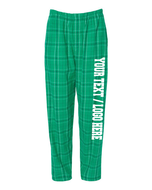 Boxercraft Unisex Flannel Pants Kelly Field Day Flannel Pants with Custom Text