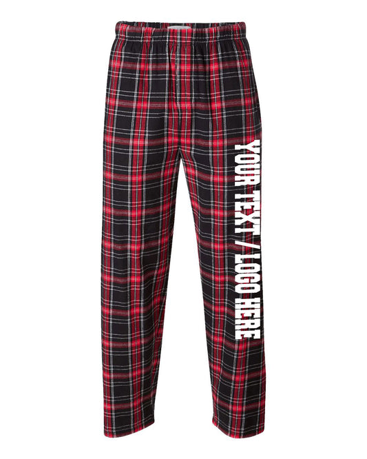 Boxercraft Unisex Flannel Pants Kingston Black Red Flannel Pants with Custom Text