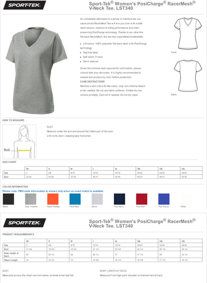 #PICKLRAbby LST340  Sport-Tek® Women's PosiCharge® RacerMesh® V-Neck Tee