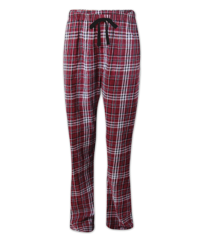 Boxercraft Ladies Henley Flannel Pants Maroon and Black Flannel Pants with Custom Text/Logo