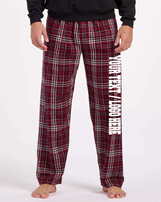 Boxercraft Unisex Flannel Pants Maroon Flannel Pants with Custom Text
