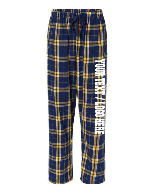 Boxercraft Unisex and Youth Flannel Pants Navy and Gold Flannel Pants with Custom Text
