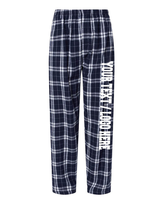 Boxercraft Unisex Flannel Pants Navy and Silver Flannel Pants with Custom Text