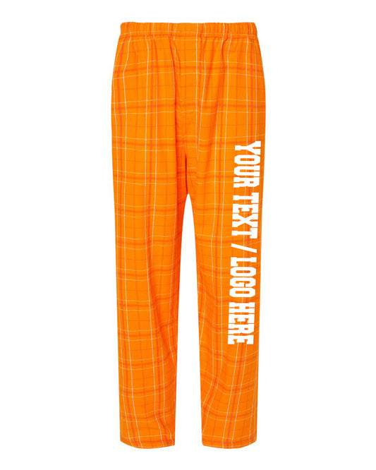 Boxercraft Unisex Flannel Pants Orange Field Day Flannel Pants with Custom Text