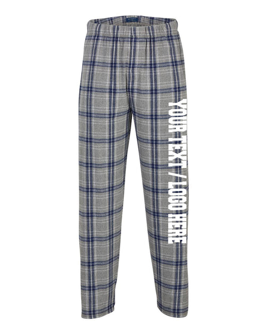 Boxercraft Unisex Flannel Pants Oxford Navy Flannel Pants with Custom Text