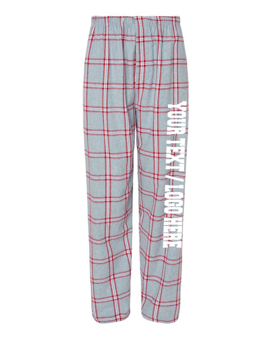 Boxercraft Unisex Flannel Pants Oxford and Red Flannel Pants with Custom Text