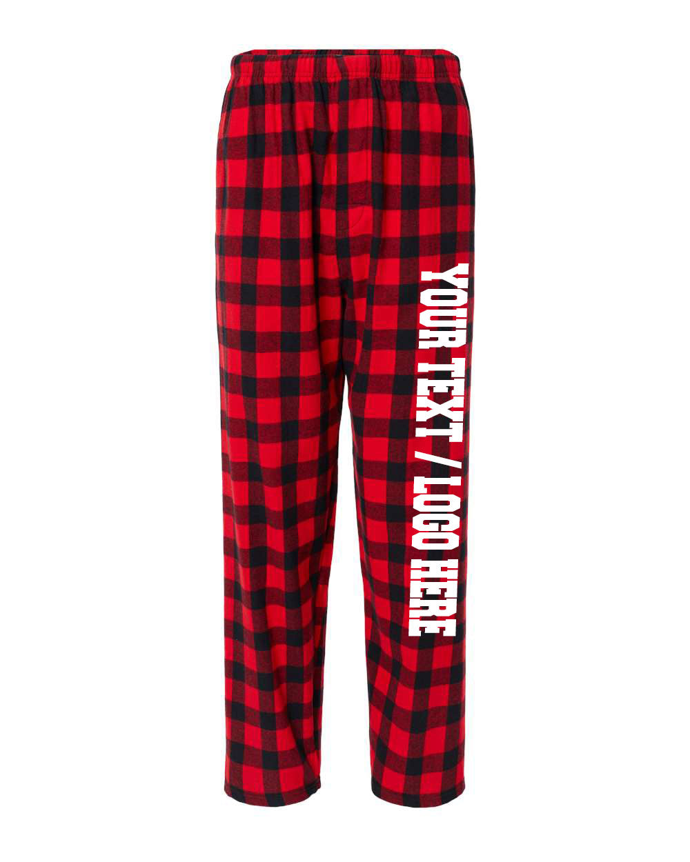 Boxercraft Unisex and Youth Flannel Pants Red and Black Buffalo Flannel Pants with Custom Text