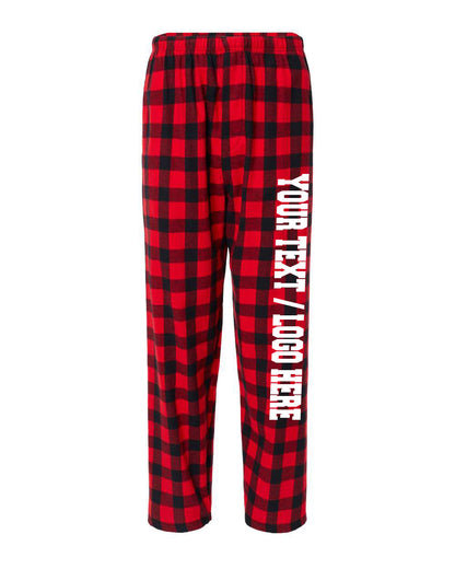 Boxercraft Unisex and Youth Flannel Pants Red and Black Buffalo Flannel Pants with Custom Text