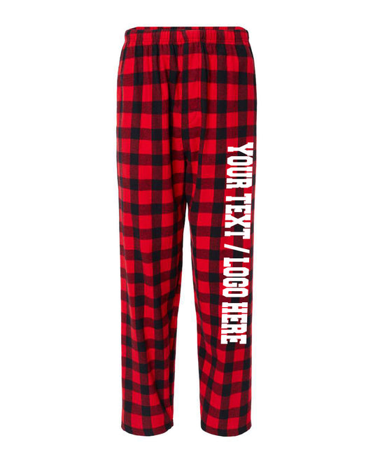 Boxercraft Unisex and Youth Flannel Pants Red and Black Buffalo Flannel Pants with Custom Text