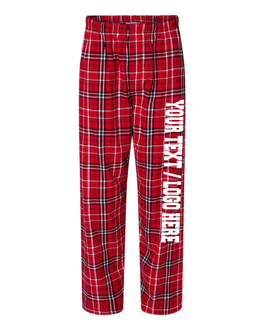 Boxercraft Unisex and Youth Flannel Pants Red and White Flannel Pants with Custom Text