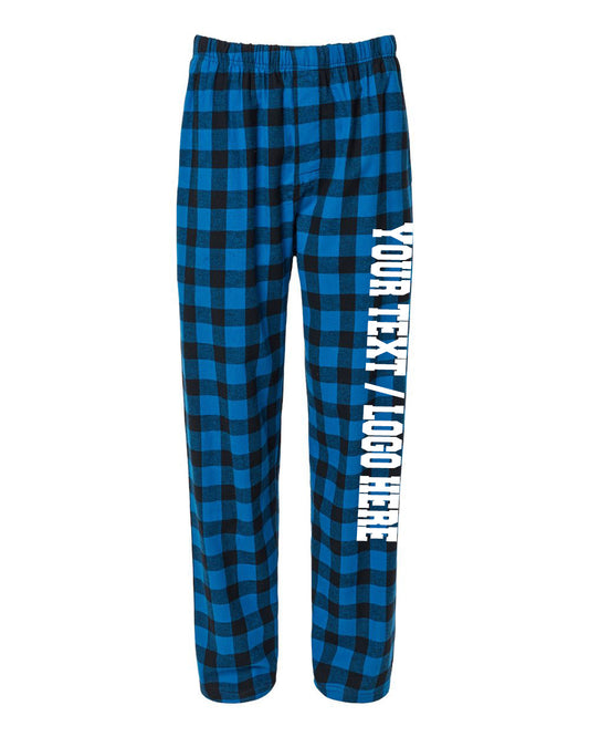 Boxercraft Unisex Flannel Pants Royal Black Buffalo Flannel Pants with Custom Text