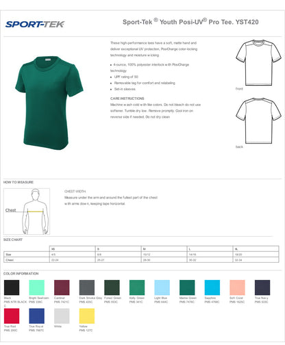 Customized Sport-Tek® Posi UV Tee Adult and Youth Sizes ST420 YST420