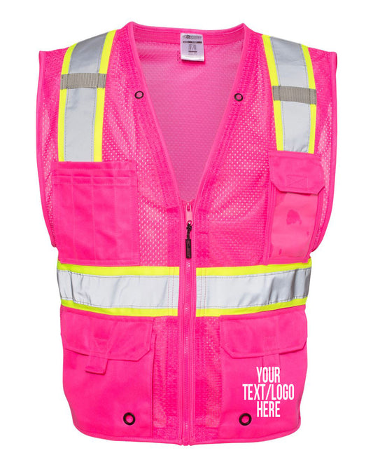 Kishigo - EV Series® Enhanced Visibility Multi-Pocket Mesh Vest - B100-111 Custom w/ Solid or Reflective Print