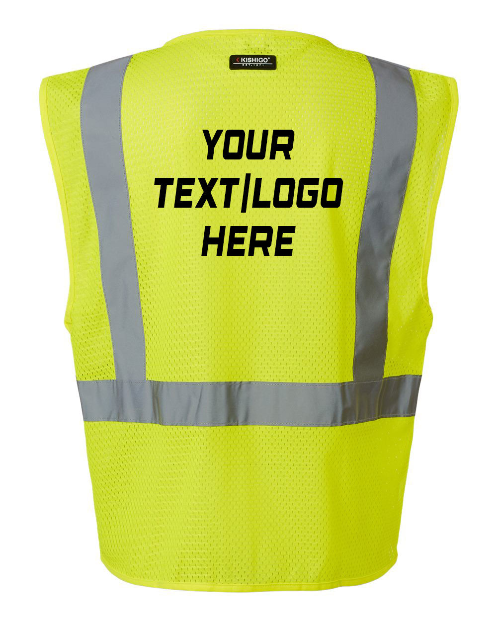 Kishigo - Single Pocket Zipper Mesh Vest - 1089-1090 Custom w/ Solid or Reflective Print
