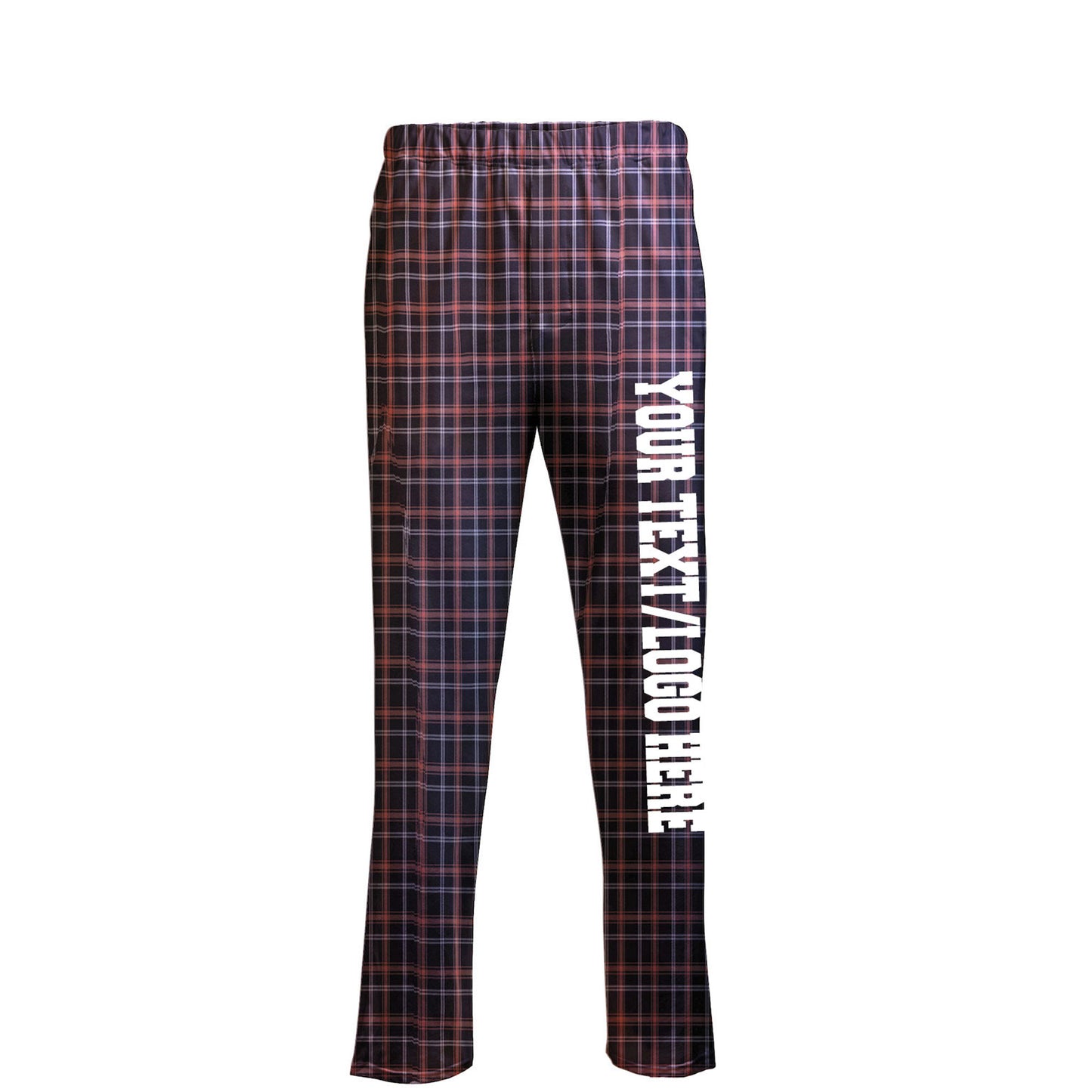 Boxercraft Unisex Flannel Pants Black Orange White Flannel Pants with Custom Text
