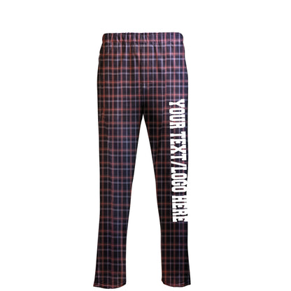 Boxercraft Unisex Flannel Pants Black Orange White Flannel Pants with Custom Text