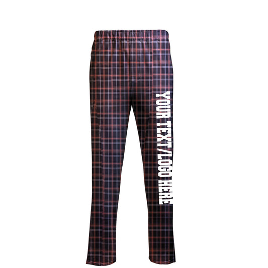 Boxercraft Unisex Flannel Pants Black Orange White Flannel Pants with Custom Text