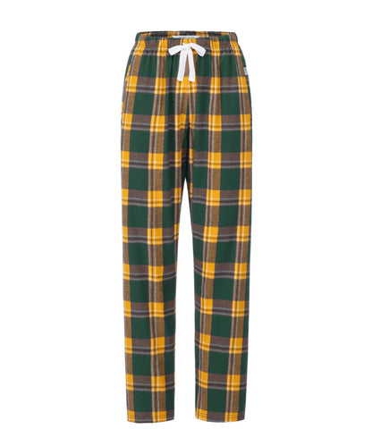 Boxercraft Ladies Haley Flannel Pants Green and Gold with Custom Text