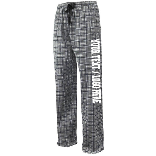 Pennant Adult and Youth Unisex Flannel Pants Grey Black Flannel Pants with Custom Text