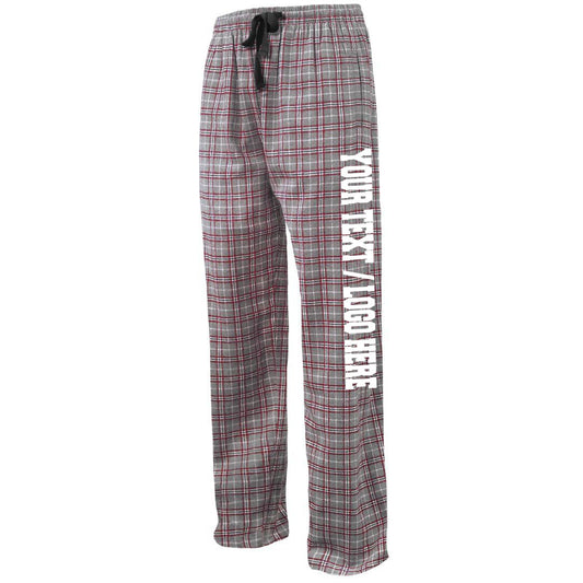 Pennant Adult and Youth Unisex Flannel Pants Grey Maroon Flannel Pants with Custom Text