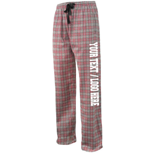 Pennant Adult and Youth Unisex Flannel Pants Grey Red Flannel Pants with Custom Text