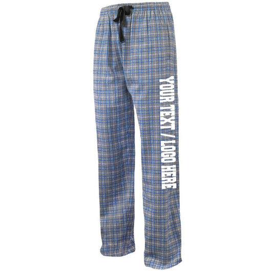 Pennant Adult and Youth Unisex Flannel Pants Grey Royal Flannel Pants with Custom Text
