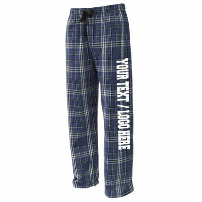 Pennant Adult and Youth Unisex Flannel Pants Navy and White Flannel Pants with Custom Text