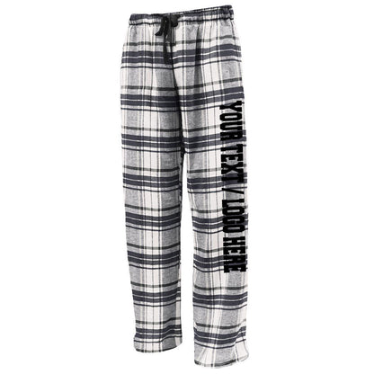 Pennant Adult and Youth Unisex Flannel Pants New White and Black Flannel Pants with Custom Text